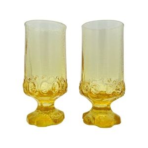 Vintage Tiffin Franciscan Madeira Ice Tea Yellow Goblets set of 2
